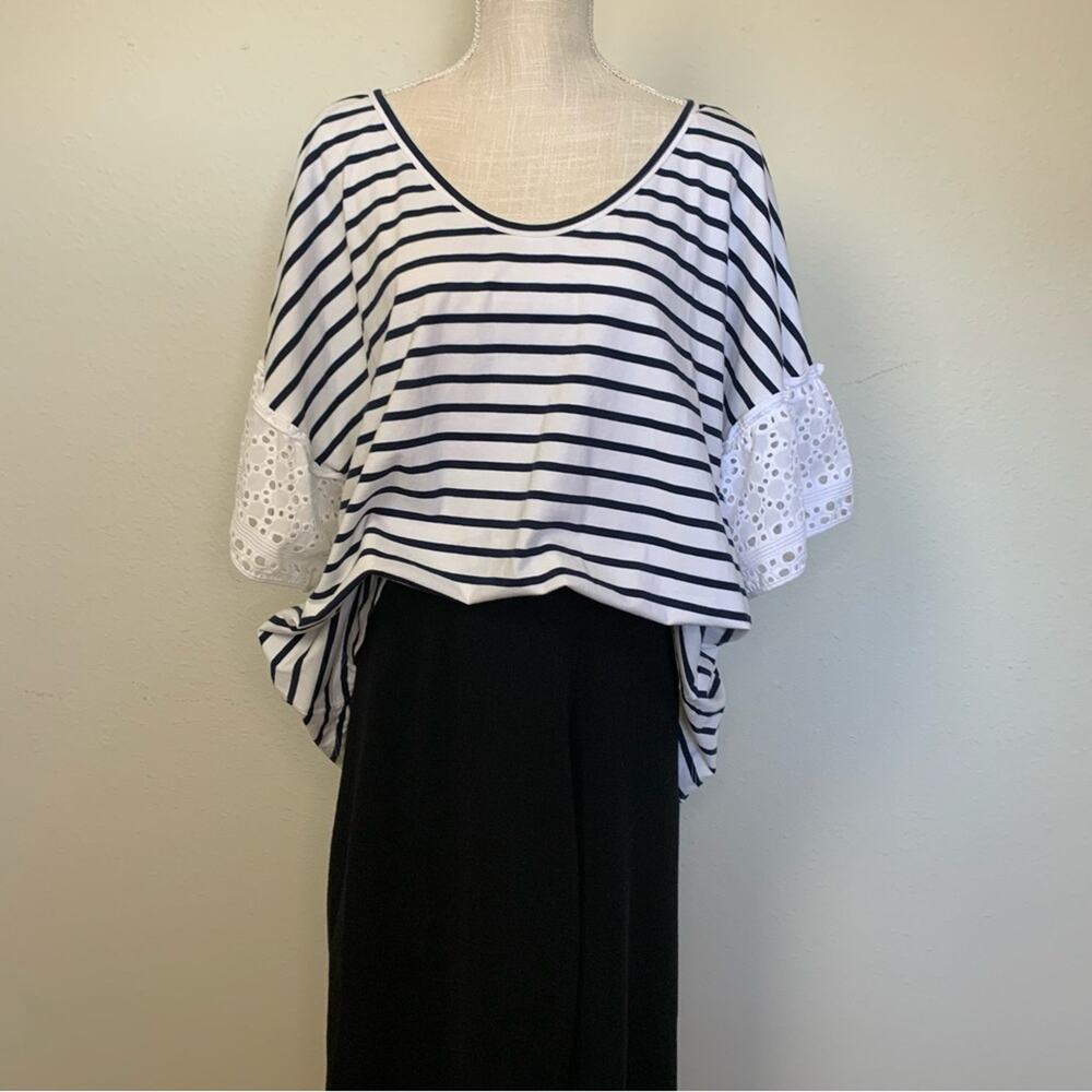 Fever Stripped Ruffle Sleeve Top - Picture 3 of 12